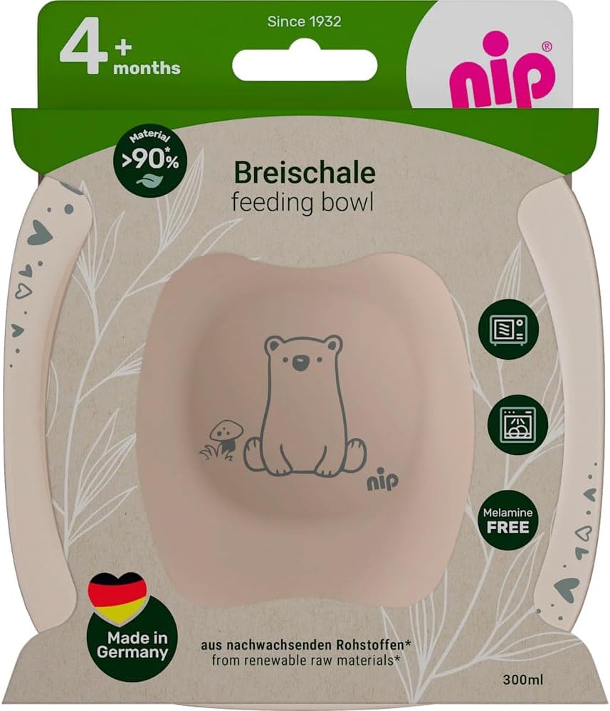 NIP Eat Green Geschirrset ab 4. Monat, 2 Teller, 2 Breischale, 3 Eat Green öko bio Babylöffel,Spülma
