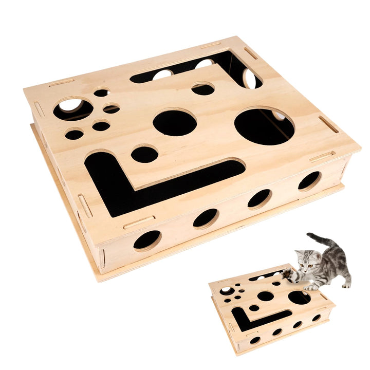 BeschäFtigungsbox Krallenfeile Katze, 30 * 25cm Katzenkratzpuzzle Anreicherungsbox, Interaktive Nage