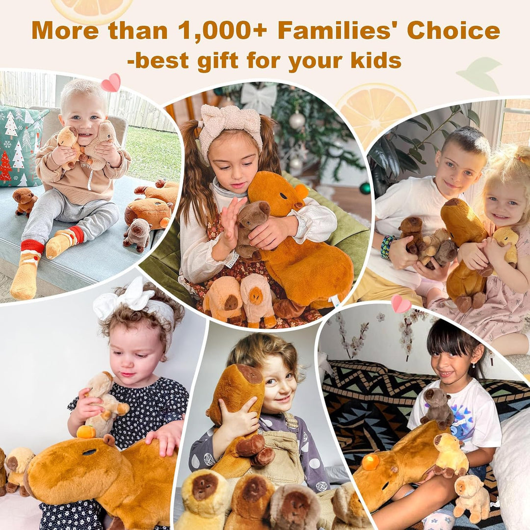 OUOZZZ 5 Stück Capybara Plüschtier, 38cm Weich Capybara Kuscheltier mit 4 Baby Capybara Stofftiers i