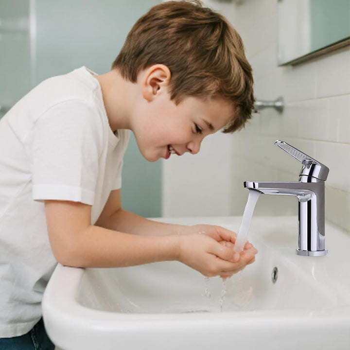Decaura Waschtischarmatur mit G1' 1/4 pop-up Ablauf, Messing Wasserhahn Bad mit Auslauf Höhe 94 mm,