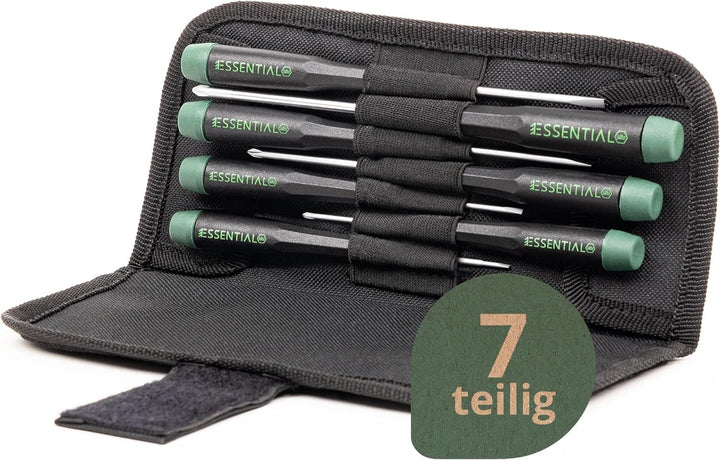 Wiha Essential Feinmechaniker Schraubendreher Set 7-tlg. + Tasche | Feinmechaniker Werkzeug Set | Uh