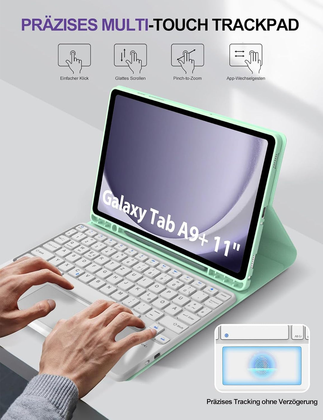 JADEMALL DE Tastatur Hülle mit Touchpad für Samsung Galaxy Tab A9 Plus 2023 (SM-X210/X215/X216) - De
