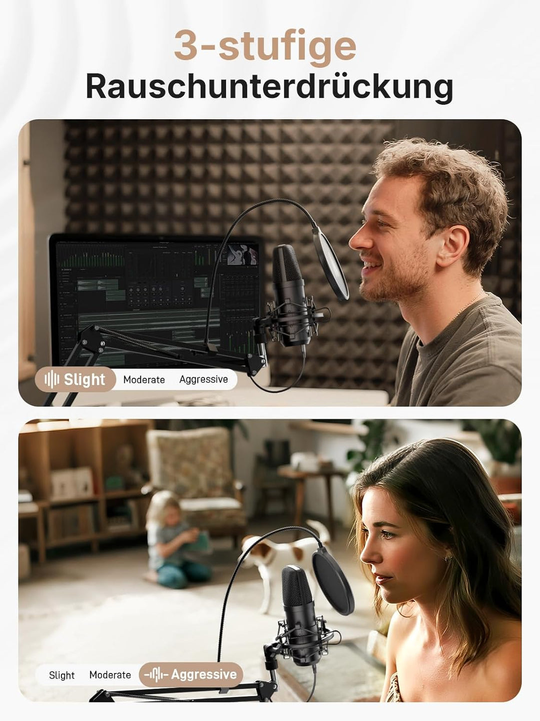 MAONO XLR/USB-Kondensatormikrofon: 192 kHz/24 Bit Plug & Play PC-Computer-Podcast Nieren-Metallmikro