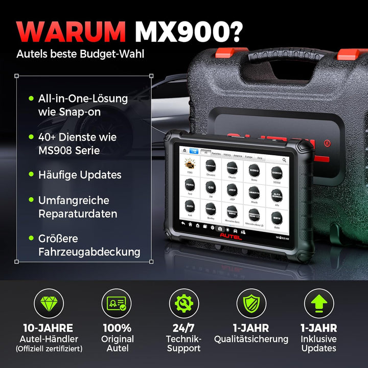 Autel MaxiCheck MX900 OBD2 Diagnosegerät Auto, 2025 Funktion wie MK900 MK900BT, Upgrade MaxiCOM MK80