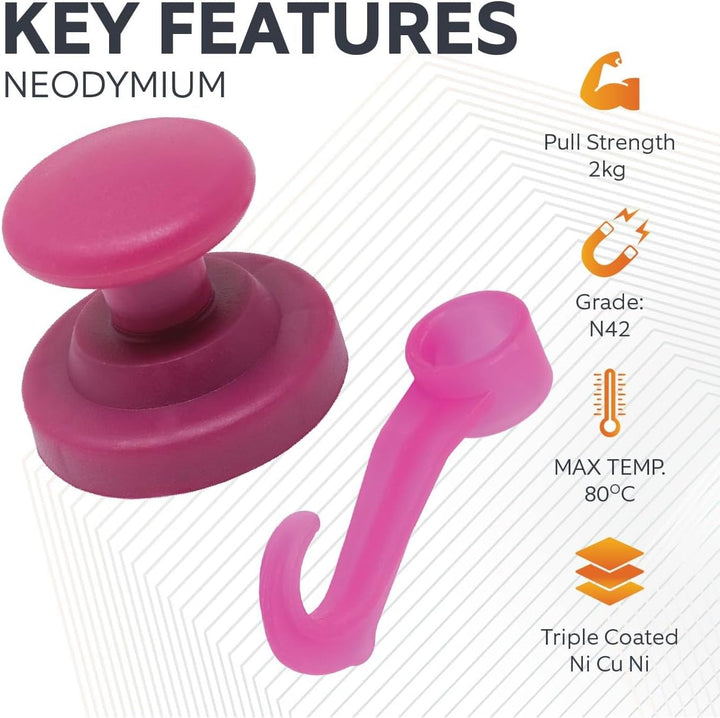 43mm Dia Gummibeschichtete Neodym-Magnet Mit Schwenkhaken-lila (Packung 10)