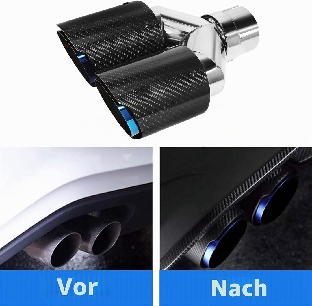 54mm Auspuffspitzen Auspuff Edelstahl und Glänzende Kohlefaser Auto Auspuff Endrohr, Einlass 2,1" Au