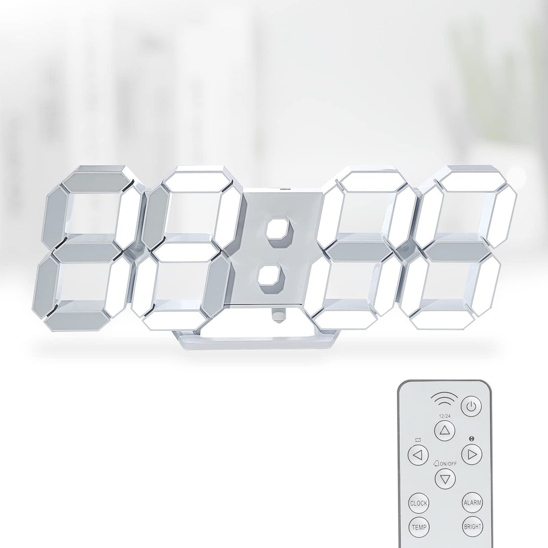KOSUMOSU Digitaluhr 3D LED Wanduhr 9.7 Zoll, Tischuhr Grosses Display Digitale Wanduhr Schreibtischu
