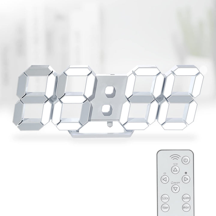 KOSUMOSU Digitaluhr 3D LED Wanduhr 9.7 Zoll, Tischuhr Grosses Display Digitale Wanduhr Schreibtischu