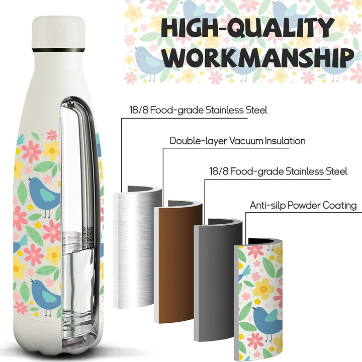 HoneyHolly Edelstahl Trinkflasche, 500ml BPA-frei, Thermosflasche, Isolierflasche Doppelwandige, Was