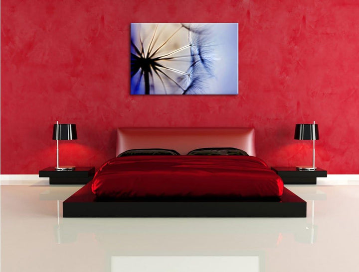 Pixxprint Pusteblumen Neon Lights Effekt, Format: 100x70 auf Leinwand, 100x70