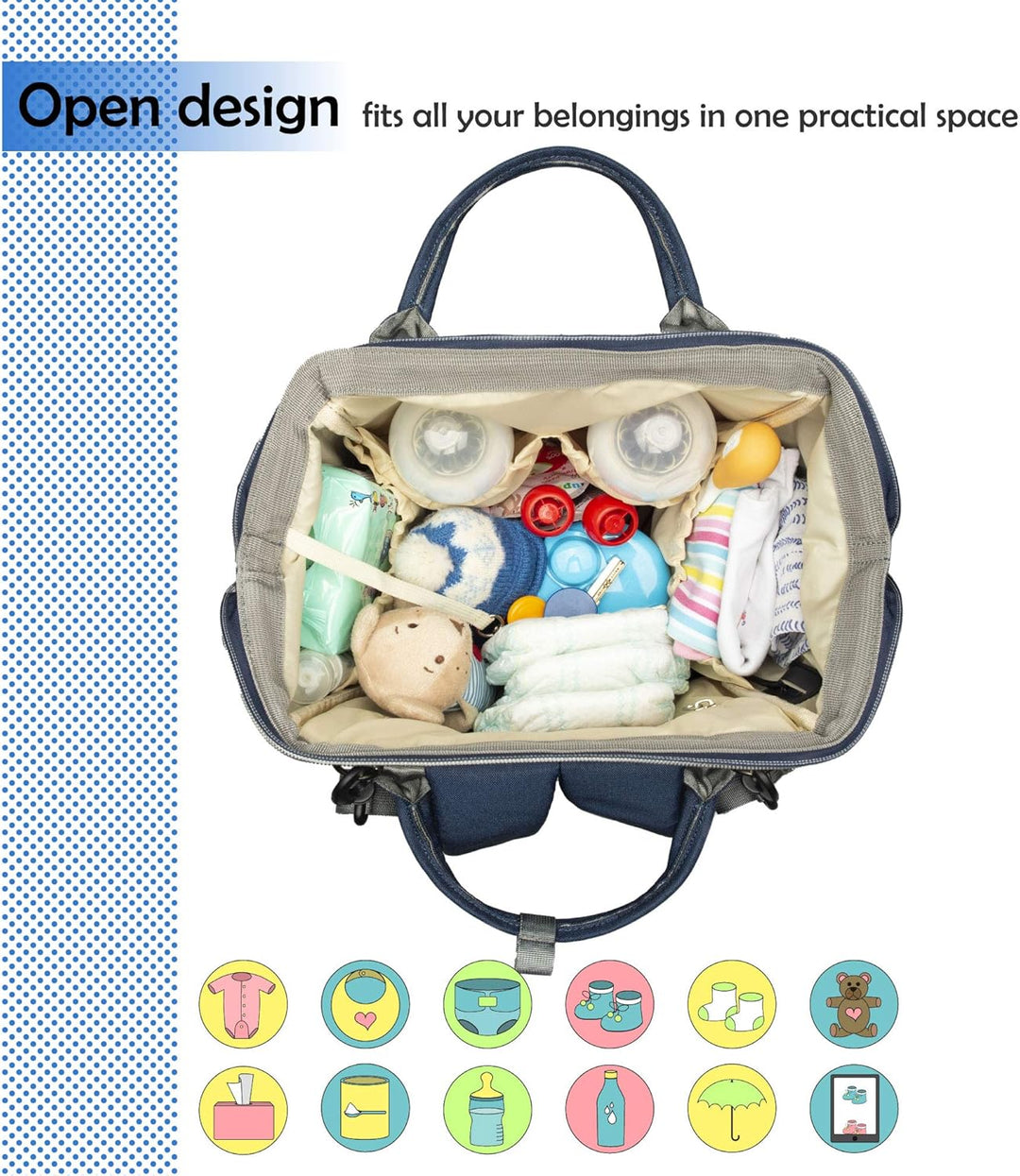NEVEQ Baby Wickelrucksack, Babytasche für Reise, Wickeltasche Grosse Kapazität, Multifach Reise Ruck