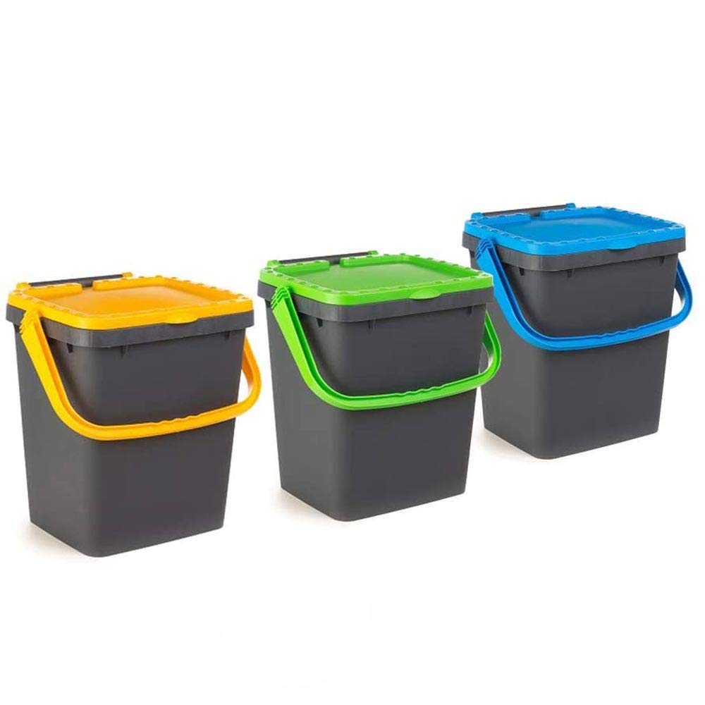 ECP20 Set mit 3 geschlossenen Mülltrennern EcoPlus für Mülltrennung, 20 Liter