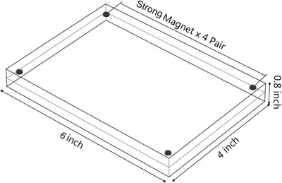 AMEITECH Acrylbilderrahmen, 10 x 15 cm, klares, doppelseitiges Blockset, rahmenloser magnetischer Fo