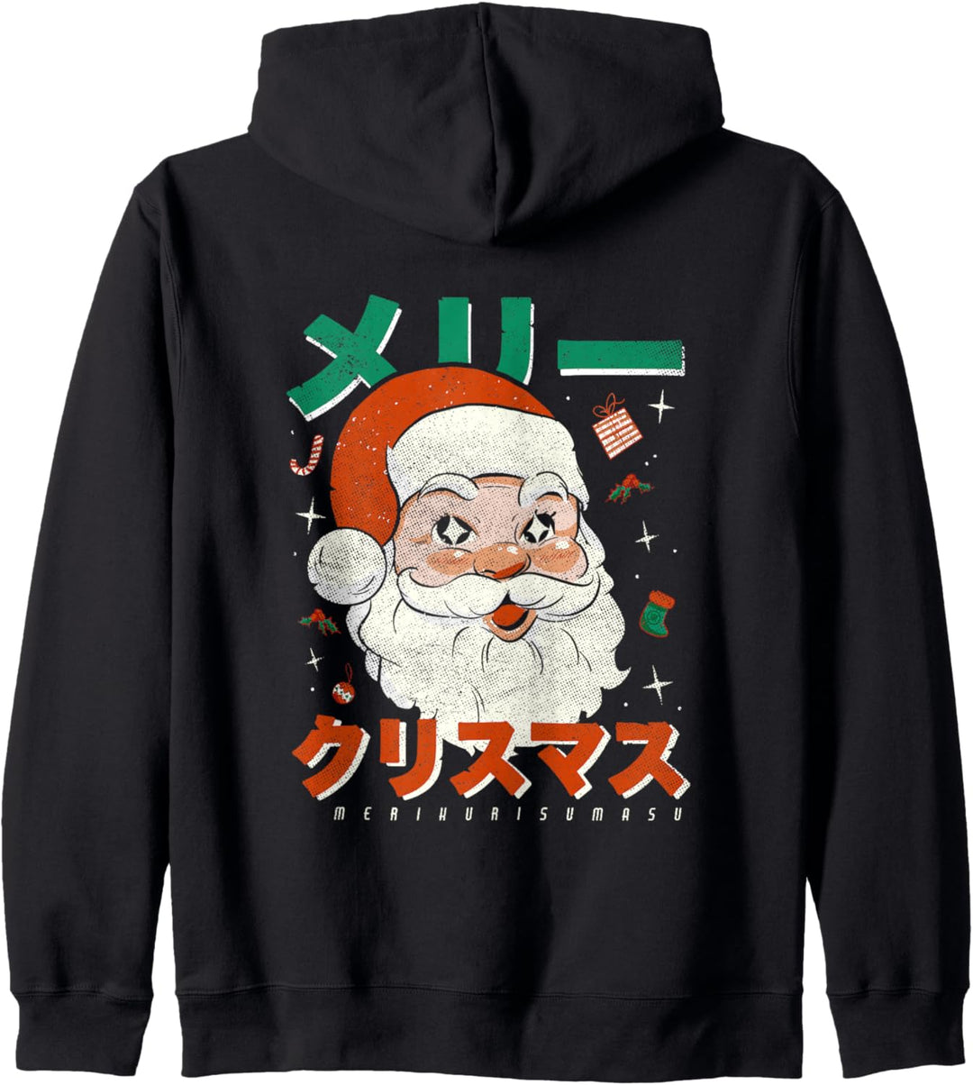 Japanischer Kawaii Retro Weihnachtsmann Frohe Weihnachten Kapuzenjacke