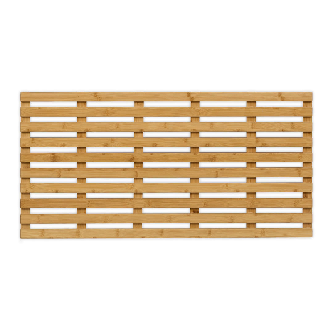 Relaxdays Bambus Badematte, 100 x 50 cm, rutschfeste Duschmatte für Badewanne, Dusche, Sauna, Indoor