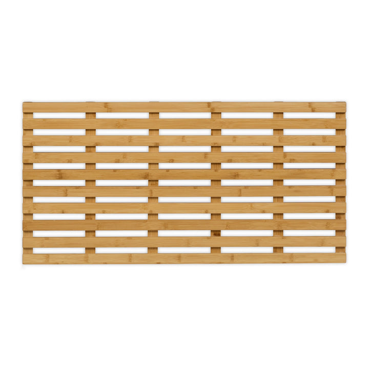 Relaxdays Bambus Badematte, 100 x 50 cm, rutschfeste Duschmatte für Badewanne, Dusche, Sauna, Indoor