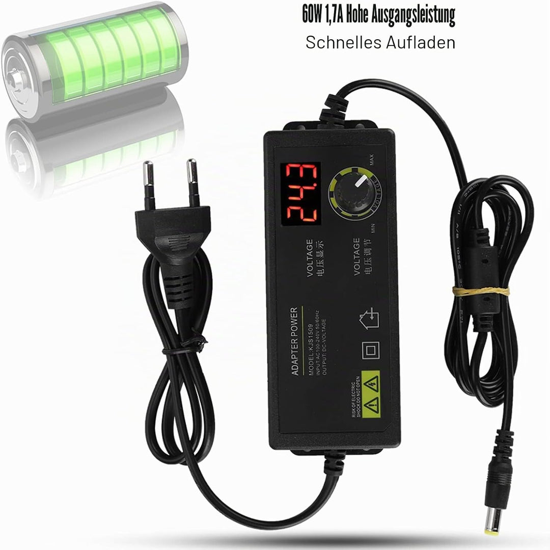 Einstellbares Netzteil,3-36V Weitbereich AC DC Stromadapter mit Digitalanzeige Anti-Interferenz 60W