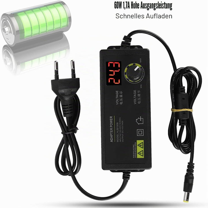 Einstellbares Netzteil,3-36V Weitbereich AC DC Stromadapter mit Digitalanzeige Anti-Interferenz 60W