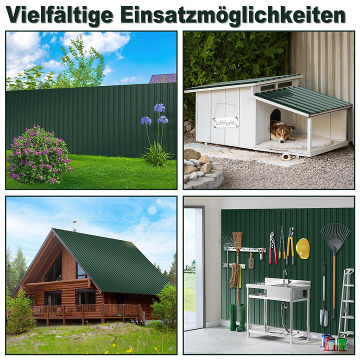 115 * 45cm=6 m² Trapezblech 12 Stück, Wellblechplatten für Dach 0,25 mm Stärke Verzinkte Stahldachpl