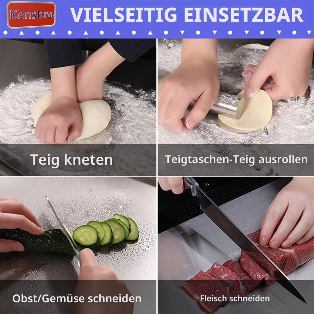 Edelstahl-Schneidebrett 30 x 40cm, Beidseitiges Backbrett | Schneidebrett mit Lippe für Küche, Bar,