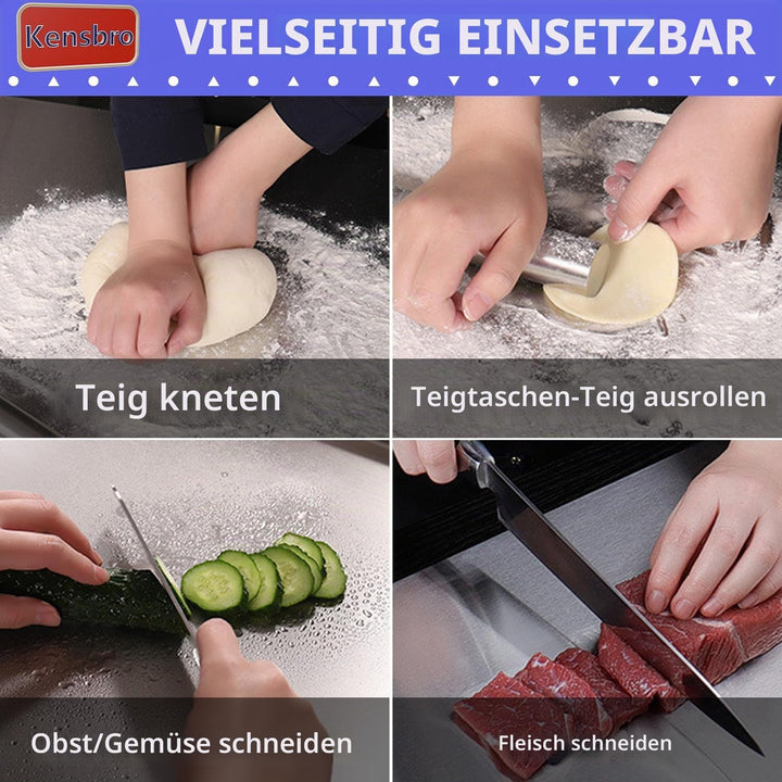 Edelstahl-Schneidebrett 30 x 40cm, Beidseitiges Backbrett | Schneidebrett mit Lippe für Küche, Bar,
