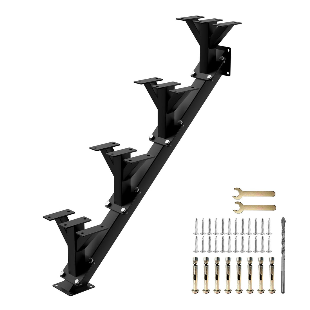 4-Stufen-Metall-Treppenwangen mit Stahl-Setzstufe für Deckhöhe 63 cm/24,8 Zoll, mit vorgebohrten Löc