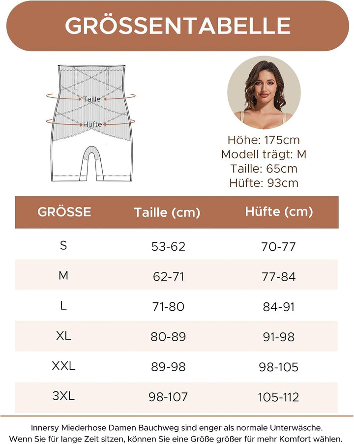 INNERSY Bauchweg Unterhose Damen Miederhose mit Bein Bauch Weg Figurformende Shapewear Hose XL 1 Bei