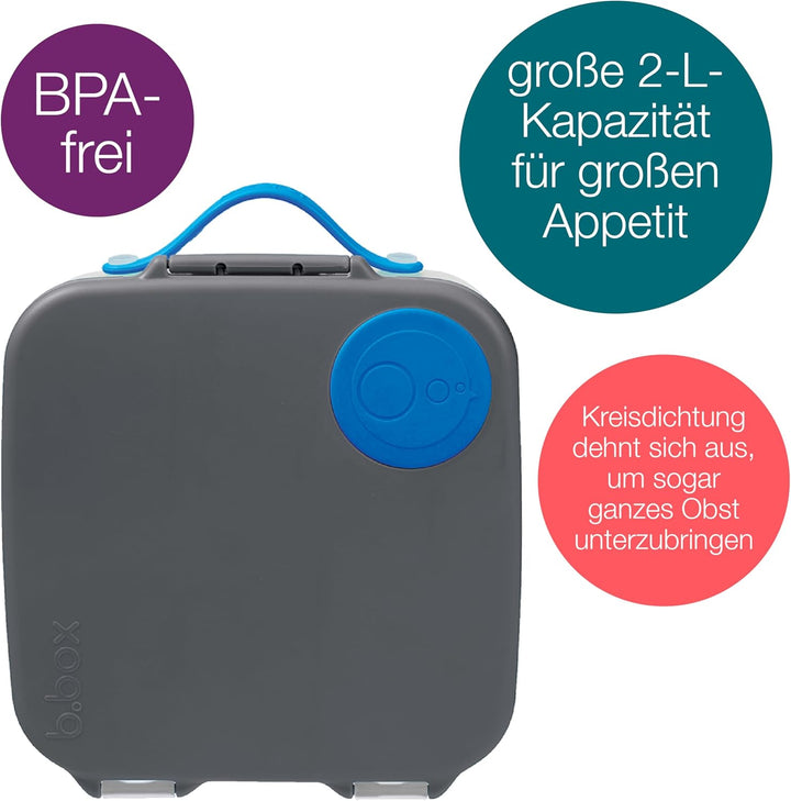 b.box Lunchbox mit blauem Schiefer für Kinder, Silikon-Lebensmittelbehälter mit verstellbaren Trennw