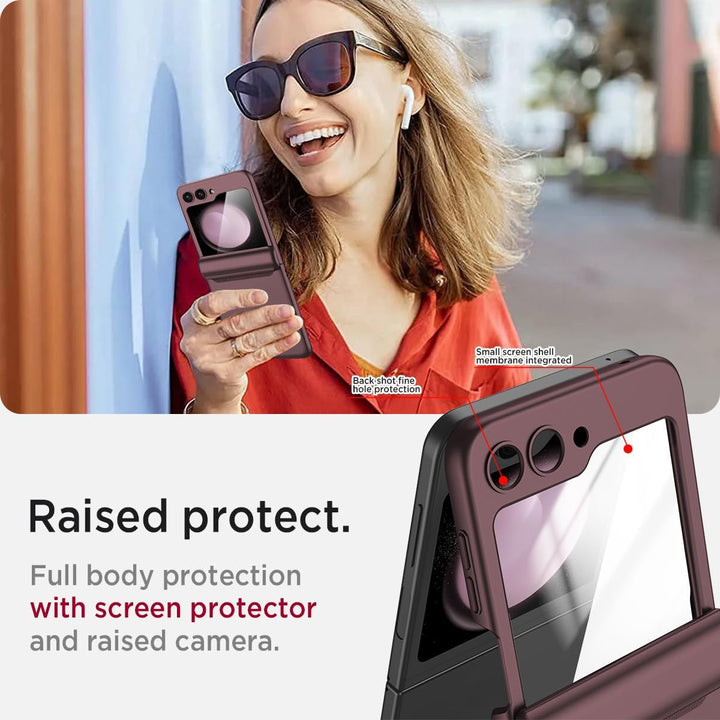 Miimall Kompatibel mit Samsung Galaxy Z Flip 5 Hülle mit Scharnierschutz Magnetischer [Externer Bild