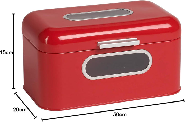 Echtwerk Brotkasten, Retro-Brotbox aus Metall mit Sichtfenster, Platzsparende Aufbewahrungsbox, Brot