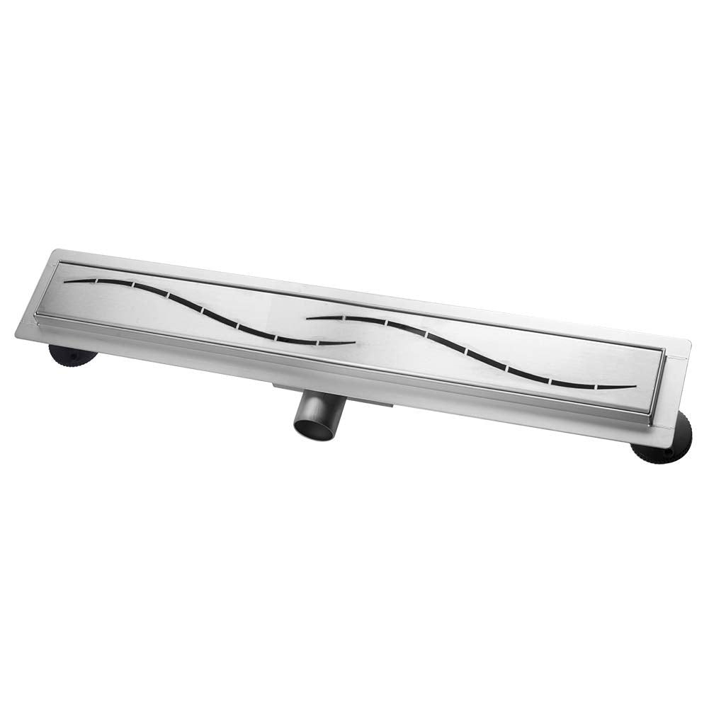 Duschrinne, 90cm,Siphon mit Geruchsstop und Haarsieb Randablauf Befliesbar Edelstahl Ablaufrinne, Bo