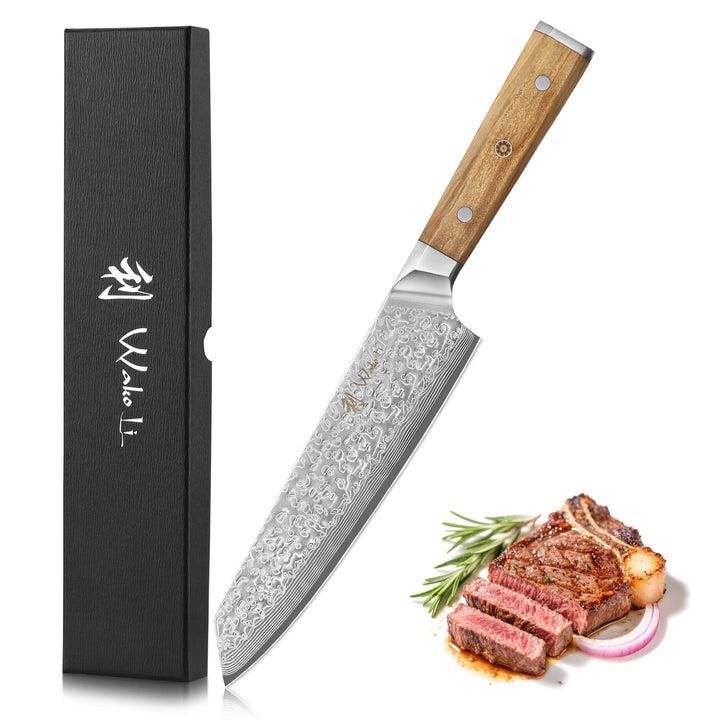 Wakoli Oribu Chefmesser Kiritsuke 20 cm extrem scharfe Klinge aus 67 Lagen I Damast Küchenmesser und