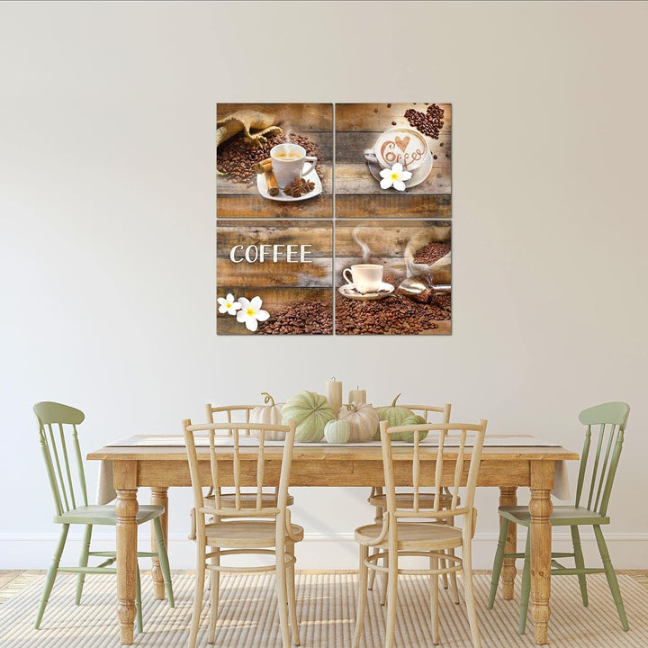 Runa Art - Bilder Kaffeetasse Küche Wandbild auf Vlies Leinwand Esszimmer Küchenbilder 4 Teilig 80 x