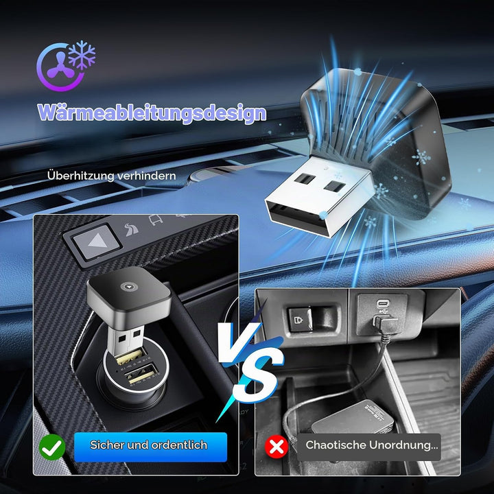 2026 Wireless Carplay &amp; Android Auto Adapter 2-in-1, 2.4+5.0 GHz WiFi CarPlay Adapter, Plug and Play