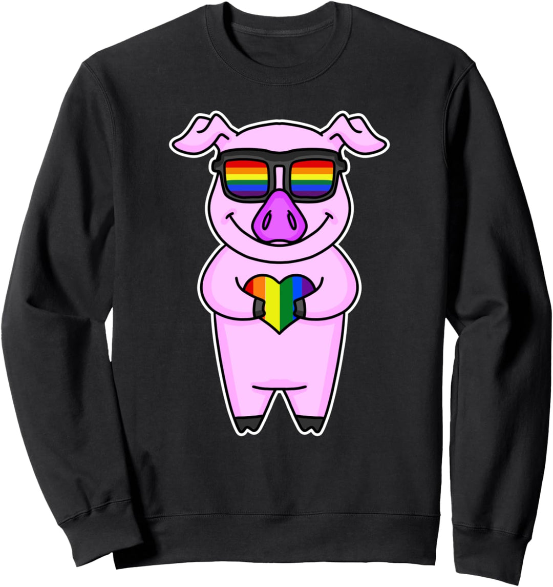 LGBT Supporter Schwein Regenbogen Gay Pride - LGBT Herz Tier Sweatshirt
