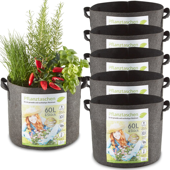 zooprinz Premium 30 L oder 60 L Pflanztaschen aus dickem Vlies – Pflanzsäcke perfekt für Blumen, Tom