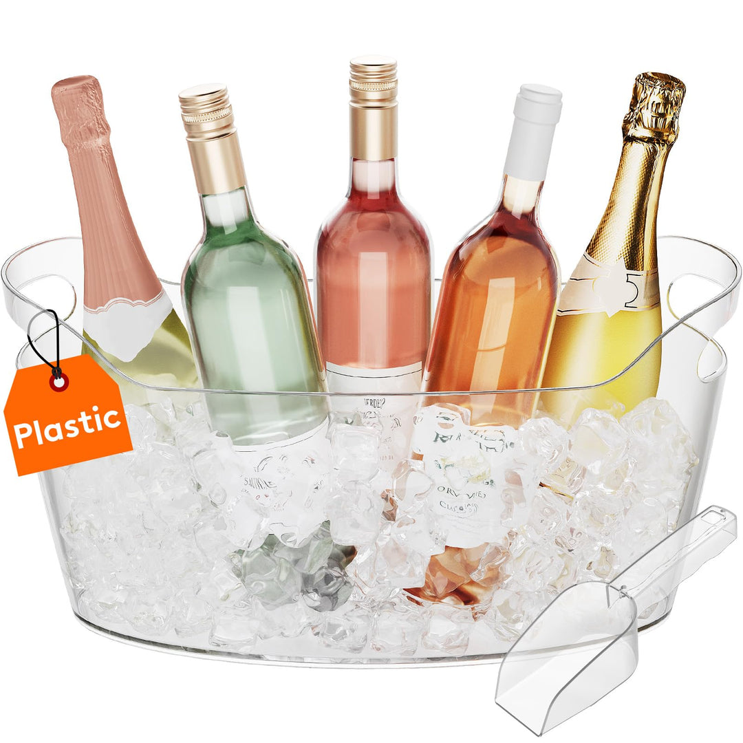 Lifewit 6,5L Flaschenkühler mit Eisschaufel, Kunststoff Sektkühler Schale (38 × 18 × 20cm), Grosser