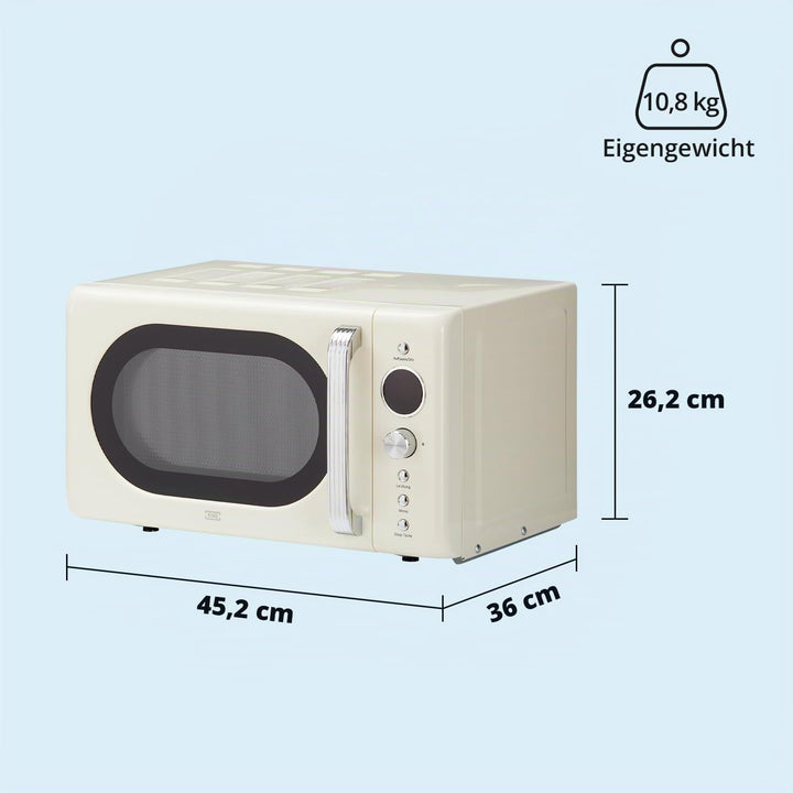 KHG Mikrowelle MW-20R2(C) 20L aus Metall in creme, 8 Automatikprogramme, 6 Mikrowellenleistungen, bi