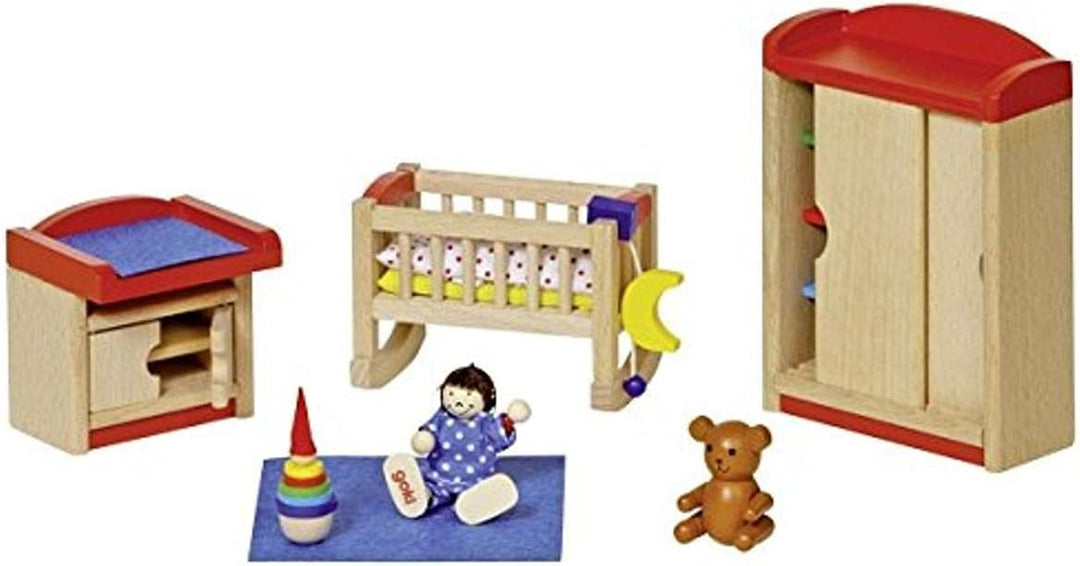 Goki 51905 - Kinderzimmer, 12-teilig, Puppenhausmöbel Single, Single