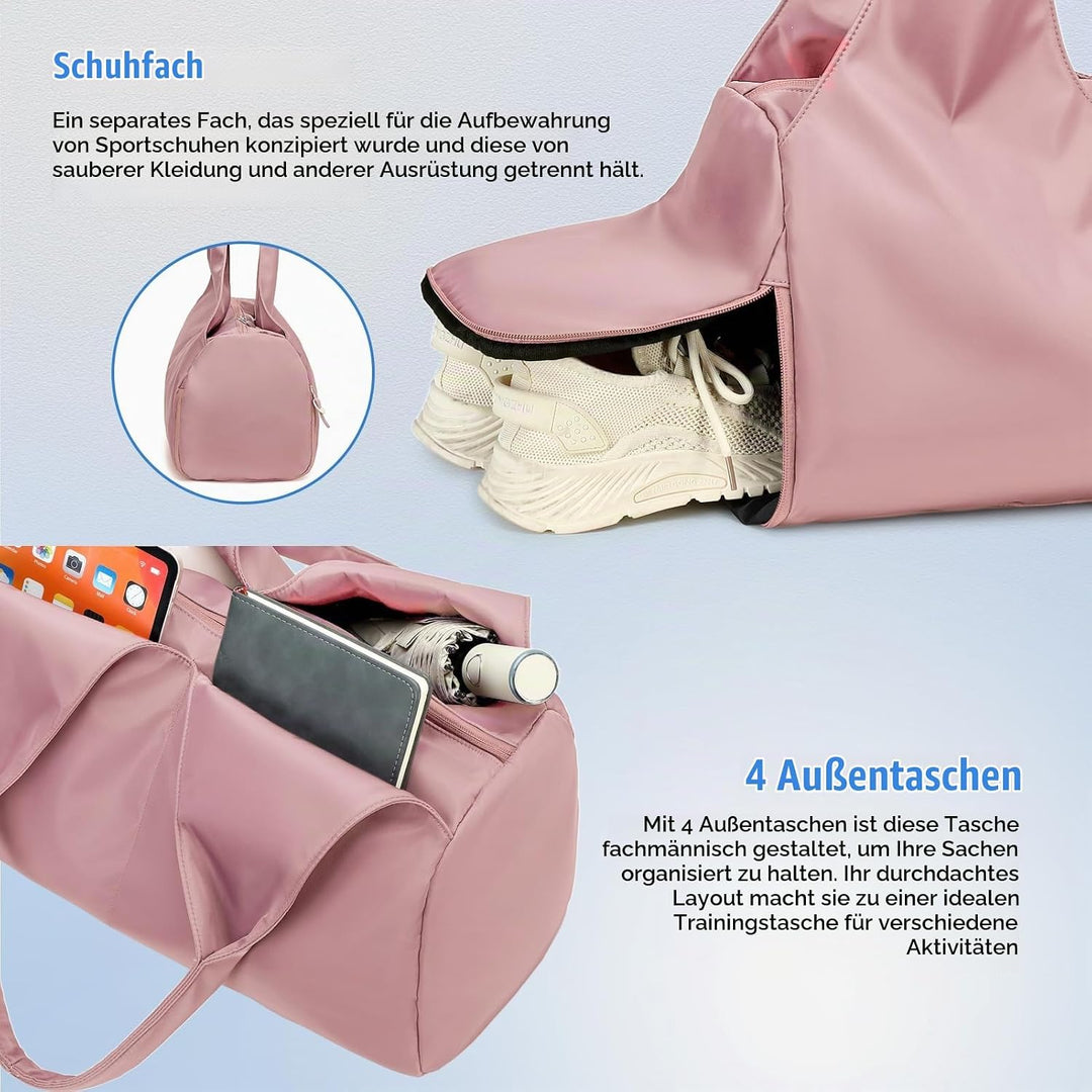 Sporttasche für Damen und Herren mit Schuhfach &amp; Nassfach Weekender Reisetasche Freizeit Handtasche