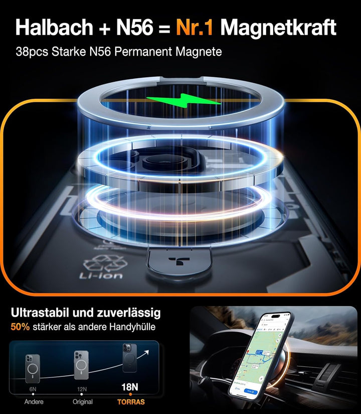 TORRAS Guardian-Mag für iPhone 15 Pro Hülle für MagSafe Zertifizierte Magnetkraft und Schutzkraft Ha