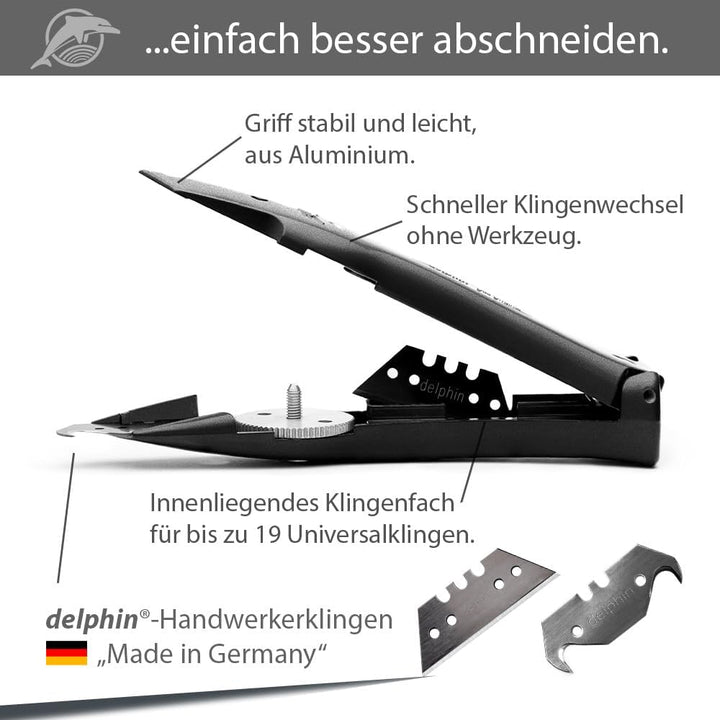 Delphin®-03 Farb Edition inkl. Klingen und Kunststoffköcher, Teppichmesser