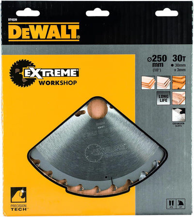 DeWalt Stationärkreissägeblatt / Kreissägeblatt Extreme (250/30mm 30WZ, universeller Einsatz und Que