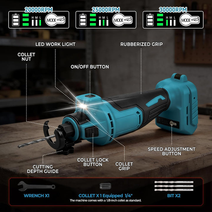 Akku Rotationsschneider für Makita 18V, Bürstenloses Trennwerkzeug mit LED-Licht, Tiefenverstellbar