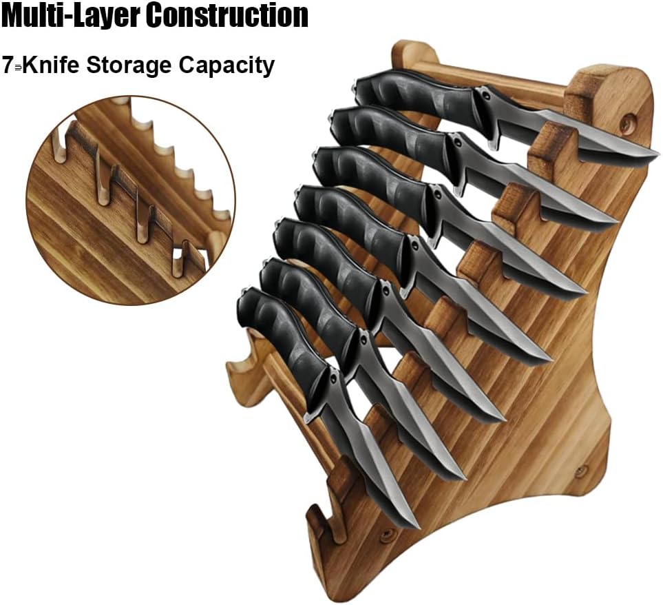 Mini Messerständer, 1 Stuck Holz Taschenmesser Display Halter, 7-Lagiger Messer-Präsentationsständer