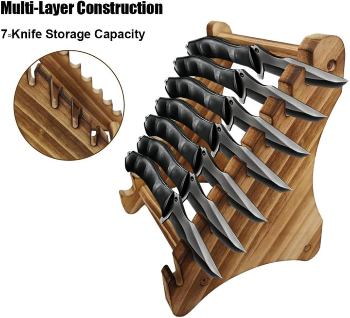 Mini Messerständer, 1 Stuck Holz Taschenmesser Display Halter, 7-Lagiger Messer-Präsentationsständer