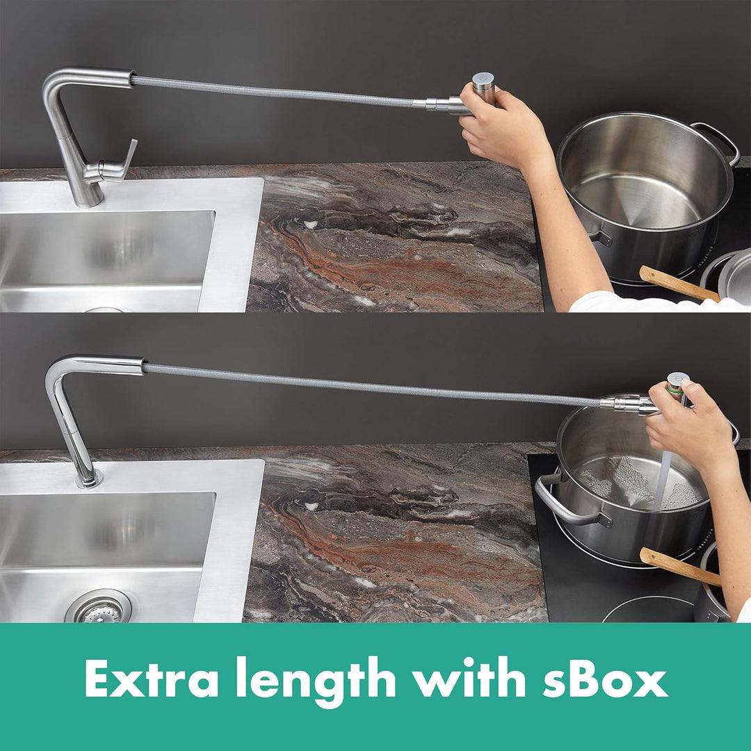 hansgrohe Küchenarmatur Select 2-Loch mit Schlauchbox (Wasserhahn Küche 110° oder 150°schwenkbar, ho