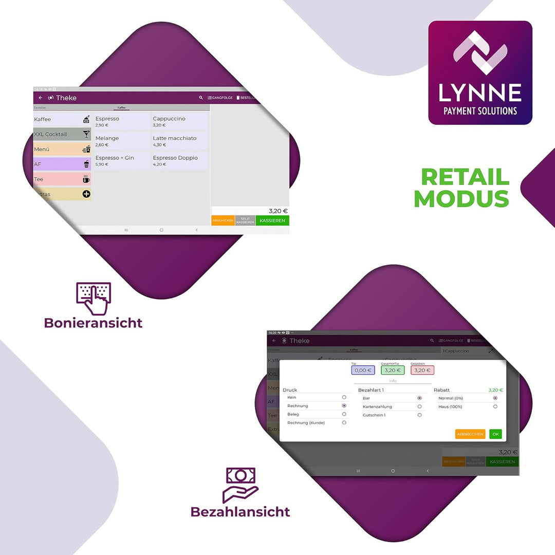 Registrierkasse TSE ready - mobiles Kassensystem mit Kartenterminal (POS) und integriertem Bondrucke