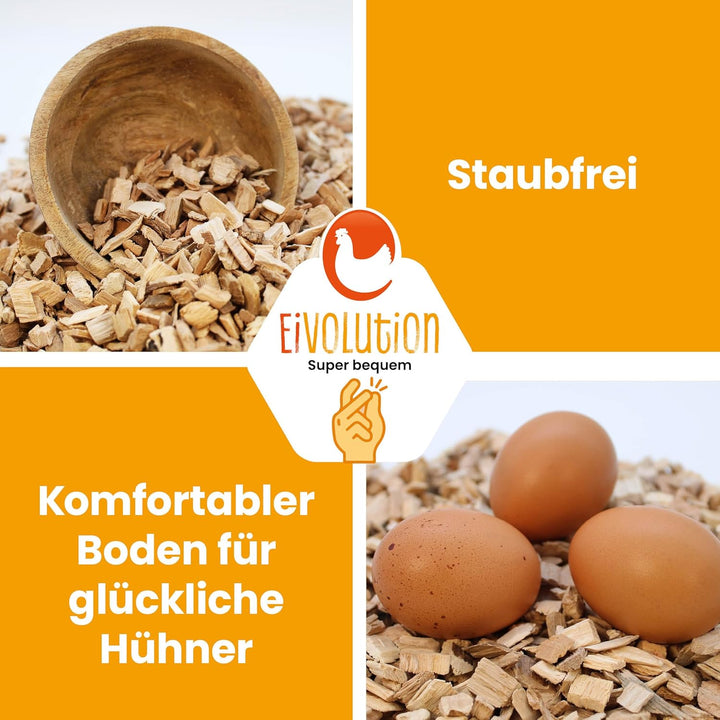 eivolution Buchenhack Einstreu für Stall & Voliere 15 kg | staubfrei | Natürliches Produkt aus nachw