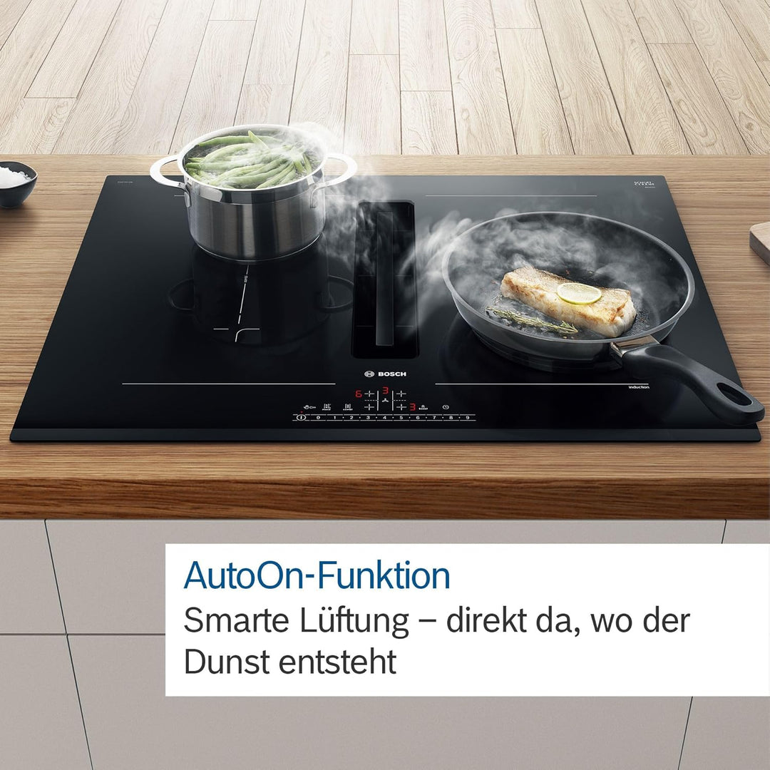 Bosch PKM845F11E Serie 6 Cerankochfeld mit Dunstabzug (autark), 80 cm breit, Made in Germany, CombiZ
